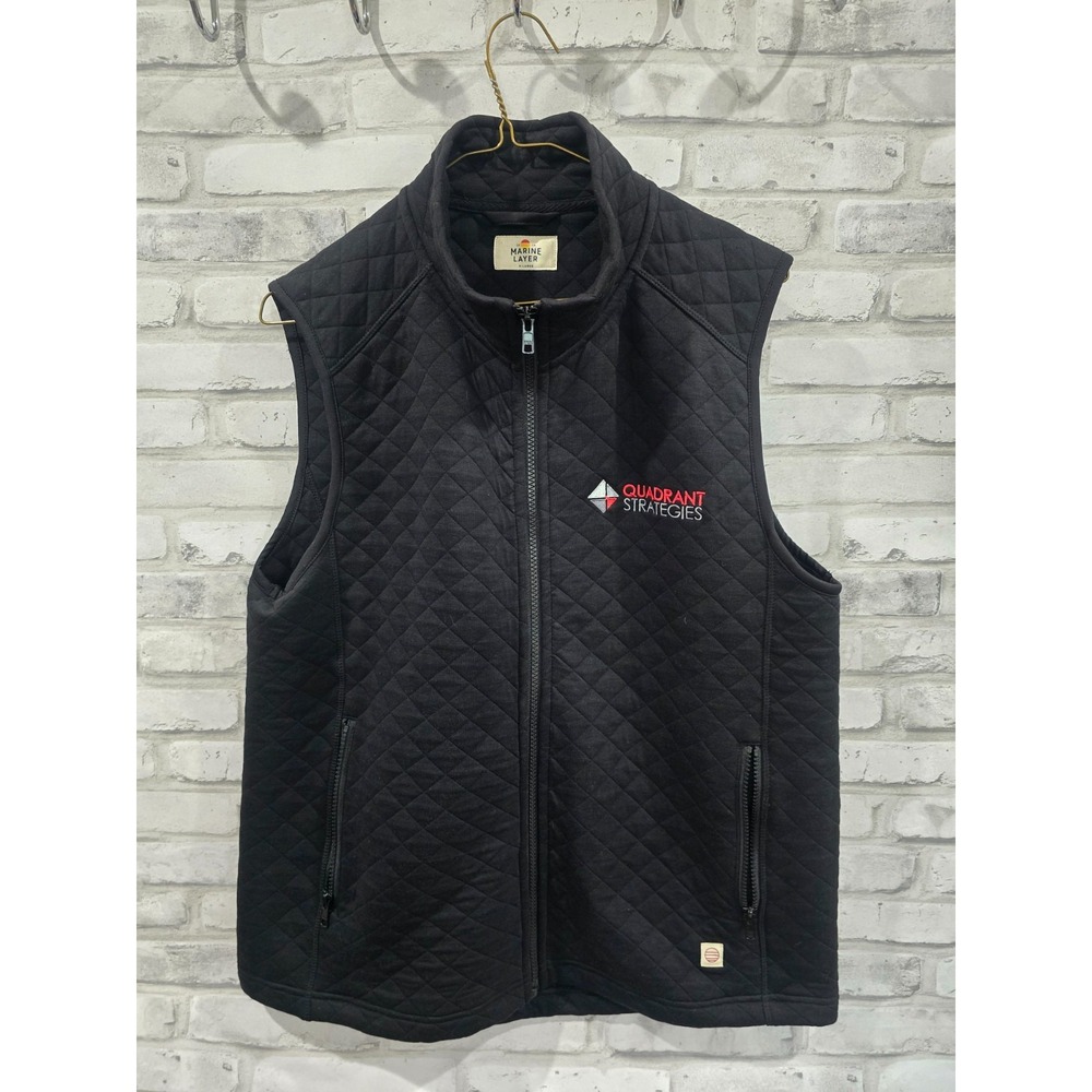 Marine Layer Full Zip Quilted Vest Men XL Quadrant Strategies Embroidered Casual